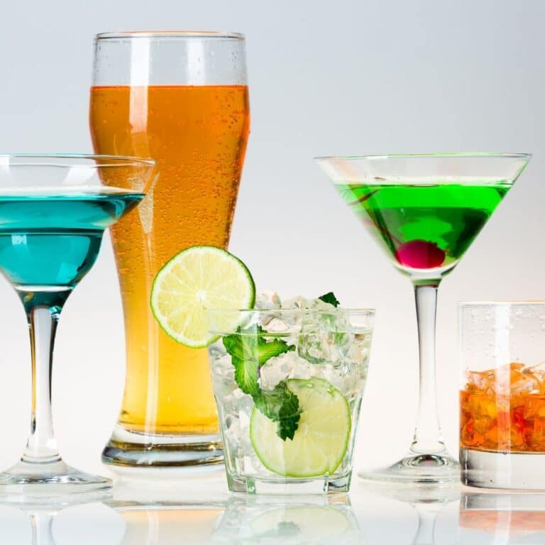 Square image showing different cocktails.