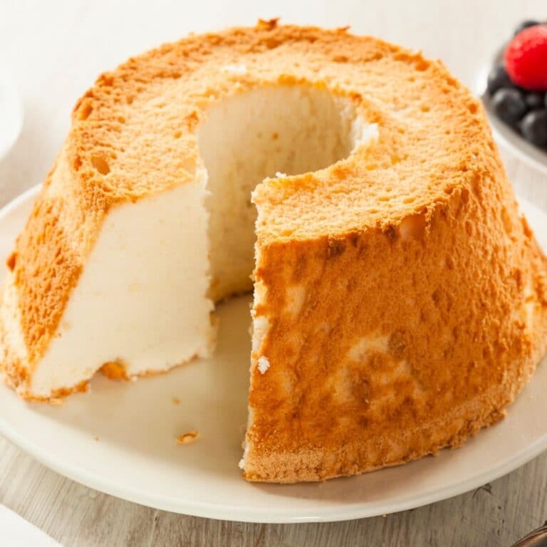 Square image of angel food cake.