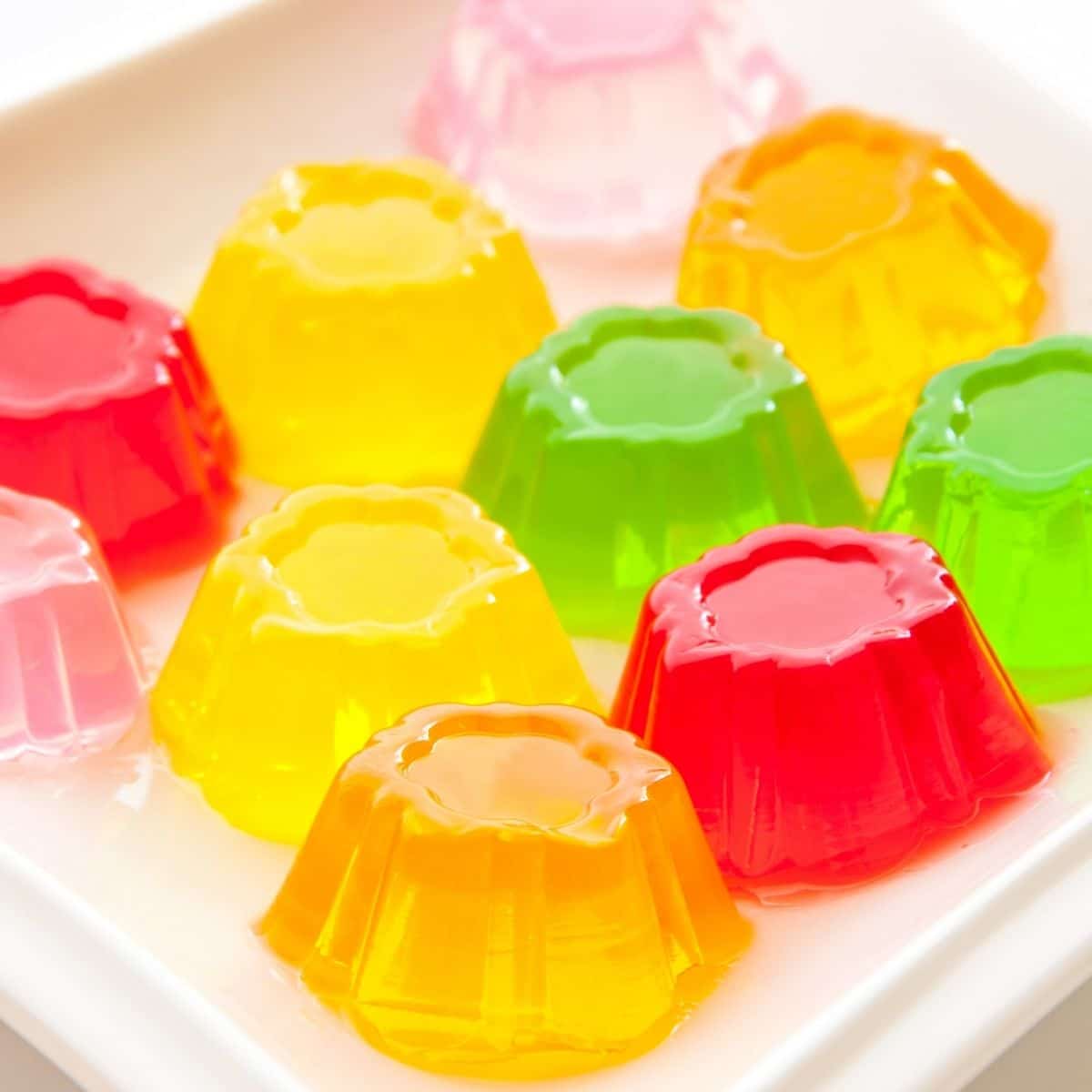 Square image of different colored individual jellos.